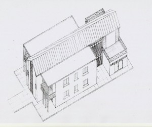 Progetto e D.L. per la costruzione di casa bifamiliare di mq.400 a Casaglia (FE). (1986)