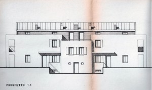 Progetto e D.L. per la costruzione di casa bifamiliare di mq.720 a Pontegradella (FE). (1988)