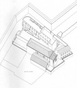 Progetto di fattibilità per il recupero e riqualificazione urbanistica di fabbricati dismessi ad uso industriale da adibirsi ad uso residenziale e terziario, in Ferrara via Bologna sottomura Porta Paola. (1996)