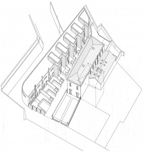 Progetto definitivo ed esecutivo per il recupero e riqualificazione urbanistica di fabbricati dismessi ad uso industriale, da adibirsi ad uso residenziale, in Ferrara via Bologna, stradello sottomura Porta Paola. (2001)