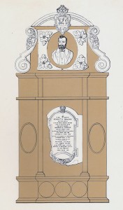 Ricostruzione monumento funebre della famiglia Braghini Rossetti nella chiesetta del cimitero di Pontelagoscuro (FE). (1989)